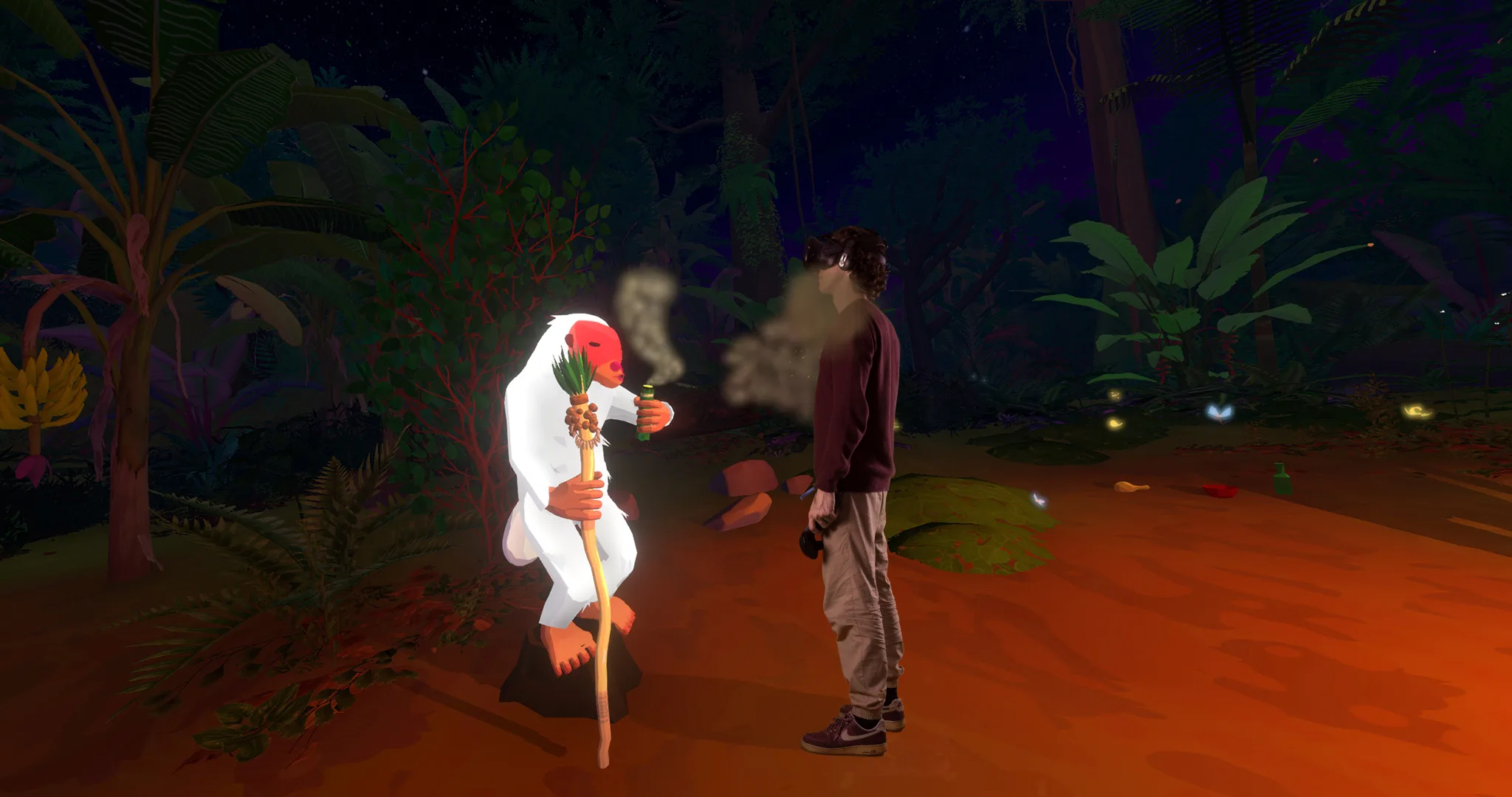 Image of VR experience - The Cacajo is giving cleansing pass to the participant inside the VR